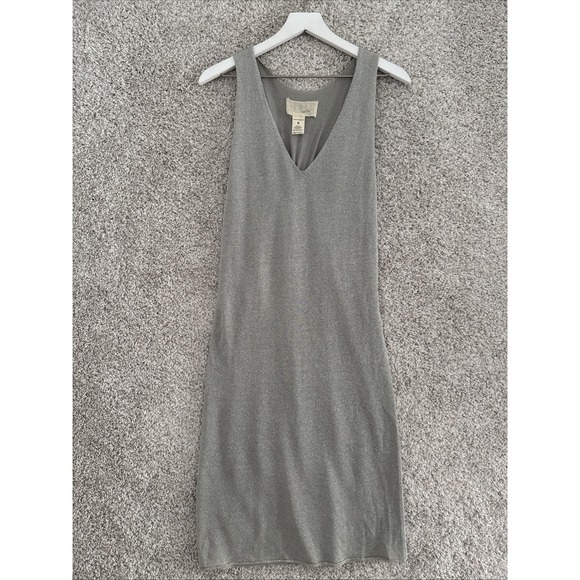 YaYa Aflalo Dresses & Skirts - YaYa Gray Silver Metallic Razor Back Midi Dress - Size Small